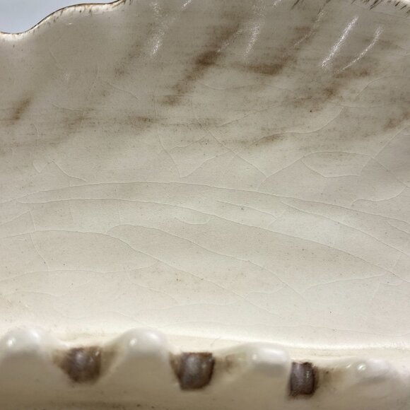 Vintage Mid Century California Pottery Leaf Shape Ashtray White - Picture 8 of 12